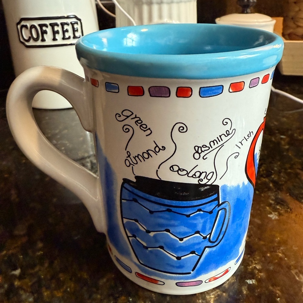Artistic Blue and White Ceramic Mug